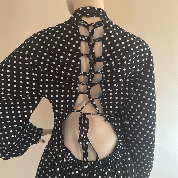 Corset Back Tiered Ruffle Polka Dot Dress - Picture 13 of 17